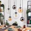 Gastor hanging light, globe light, pendant light Amber, chrome, clear, Smoke-coloured, 6-light sources