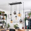 Gastor hanging light, globe light, pendant light Amber, chrome, clear, Smoke-coloured, 6-light sources