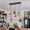 Gastor hanging light, globe light, pendant light Amber, chrome, clear, Smoke-coloured, 6-light sources
