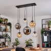 Gastor hanging light, globe light, pendant light Amber, chrome, clear, Smoke-coloured, 6-light sources