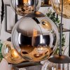 Gastor hanging light, globe light, pendant light Amber, chrome, clear, Smoke-coloured, 6-light sources