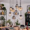 Gastor hanging light, globe light, pendant light Amber, chrome, clear, Smoke-coloured, 8-light sources