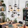 Gastor hanging light, globe light, pendant light Amber, chrome, clear, Smoke-coloured, 8-light sources