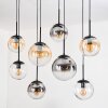 Gastor hanging light, globe light, pendant light Amber, clear, Smoke-coloured, 8-light sources