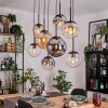 Gastor hanging light, globe light, pendant light Amber, clear, Smoke-coloured, 8-light sources