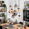 Gastor hanging light, globe light, pendant light Amber, clear, Smoke-coloured, 8-light sources