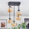 Ripoll ceiling light, globe light Amber, 5-light sources