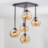 Ripoll ceiling light, globe light Amber, 5-light sources