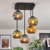 Koyoto ceiling light, globe light blue, gold, green, 5-light sources