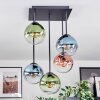 Gastor ceiling light, globe light blue, green, clear, coppery, 5-light sources