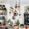 Gastor hanging light, globe light, pendant light Amber, chrome, clear, Smoke-coloured, 8-light sources