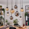 Gastor hanging light, globe light, pendant light Amber, chrome, clear, Smoke-coloured, 8-light sources