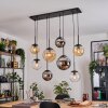 Gastor hanging light, globe light, pendant light Amber, chrome, clear, Smoke-coloured, 8-light sources