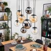 Gastor hanging light, globe light, pendant light Amber, chrome, clear, Smoke-coloured, 8-light sources
