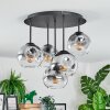 Ripoll ceiling light, globe light clear, Smoke-coloured, 5-light sources