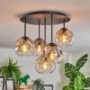 Ripoll ceiling light, globe light Amber, clear, Smoke-coloured, 5-light sources