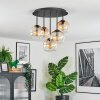 Koyoto ceiling light, globe light 45 cm Amber, clear, 5-light sources