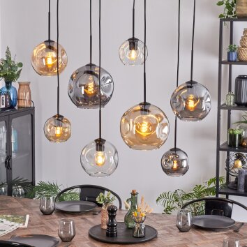 Ripoll hanging light, globe light, pendant light Amber, clear, Smoke-coloured, 8-light sources