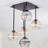 Koyoto ceiling light, globe light Amber, clear, Smoke-coloured, 5-light sources