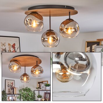 Ripoll ceiling light, globe light Ecru, black, 3-light sources