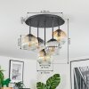 Ripoll ceiling light, globe light Amber, clear, Smoke-coloured, 5-light sources
