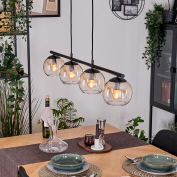 Koyoto hanging light, globe light, pendant light Amber, clear, 4-light sources