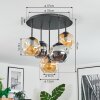 Ripoll ceiling light, globe light Amber, Smoke-coloured, 5-light sources