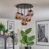 Ripoll ceiling light, globe light chrome, Smoke-coloured, 5-light sources