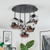 Ripoll ceiling light, globe light chrome, Smoke-coloured, 5-light sources