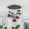 Ripoll ceiling light, globe light chrome, Smoke-coloured, 5-light sources