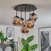 Ripoll ceiling light, globe light chrome, Smoke-coloured, 5-light sources