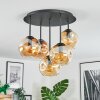 Ripoll ceiling light, globe light Amber, 5-light sources