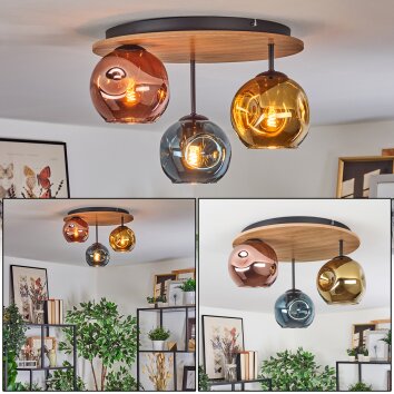 Ripoll ceiling light, globe light Ecru, black, 3-light sources