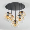 Ripoll ceiling light, globe light Amber, clear, 5-light sources