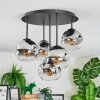 Ripoll ceiling light, globe light chrome, clear, Smoke-coloured, 5-light sources