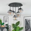 Koyoto ceiling light, globe light 41 cm clear, Smoke-coloured, 5-light sources