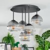 Koyoto ceiling light, globe light 41 cm clear, Smoke-coloured, 5-light sources
