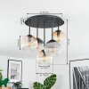 Koyoto ceiling light, globe light 37 cm Amber, clear, Smoke-coloured, 5-light sources
