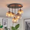 Koyoto ceiling light, globe light 37 cm Amber, clear, Smoke-coloured, 5-light sources