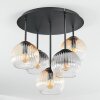 Koyoto ceiling light, globe light 37 cm Amber, clear, Smoke-coloured, 5-light sources