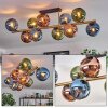 Koyoto ceiling light, globe light gold, black, 10-light sources