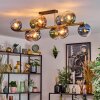 Koyoto ceiling light, globe light gold, black, 10-light sources