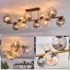 Koyoto ceiling light, globe light gold, black, 10-light sources