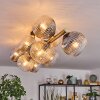 Koyoto ceiling light, globe light gold, black, 10-light sources