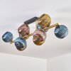 Koyoto ceiling light, globe light gold, black, 10-light sources