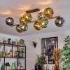 Ripoll ceiling light, globe light gold, black, 10-light sources