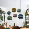 Koyoto hanging light, globe light, pendant light blue, gold, green, coppery, 6-light sources
