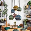 Koyoto hanging light, globe light, pendant light blue, gold, green, coppery, 6-light sources