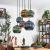 Koyoto hanging light, globe light, pendant light blue, gold, green, coppery, 6-light sources