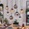 Gastor hanging light, globe light, pendant light Amber, chrome, clear, Smoke-coloured, 8-light sources